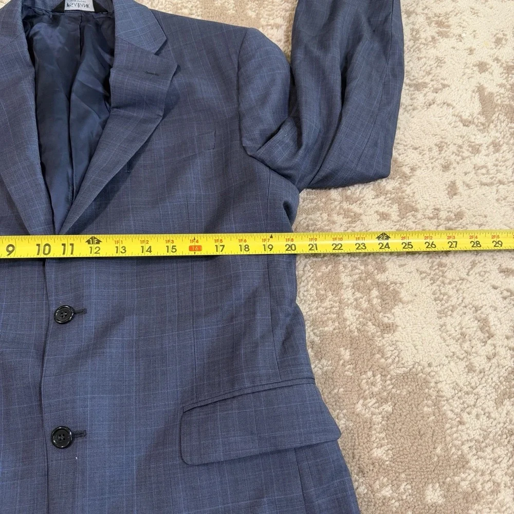 Jos. A. Bank Signature Collection Mens Two Piece Suit Blue Glen Plaid 40R 34x29